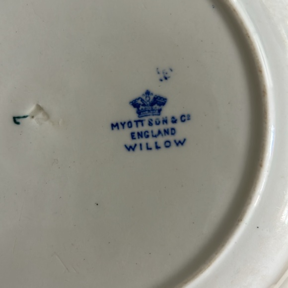 19th century blue Willoware Myott son& co England willow 7 inch Soup Bowl - Picture 5 of 8